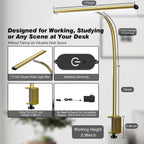 airlonv led desk lamp with clamp, 17" stepless, close-up detail