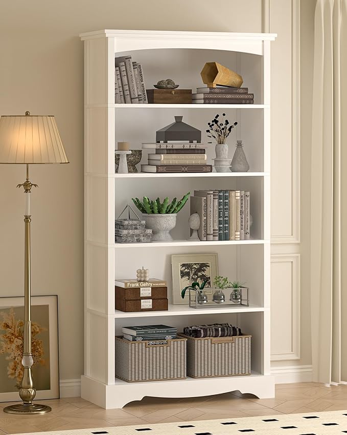 TVU 5-Tier Wooden Bookshelf, 65 Inch Tall Bookshelf - Image 5
