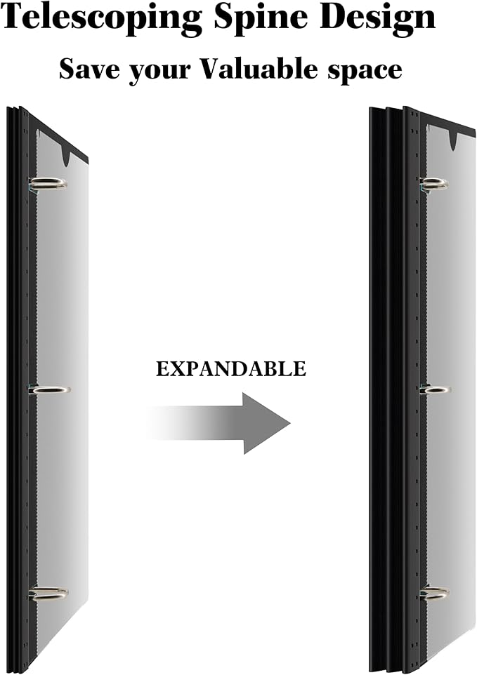 INFUN Telescoping 3 Ring Binder -4PCS-Black, Flexible Round Binder - Image 2