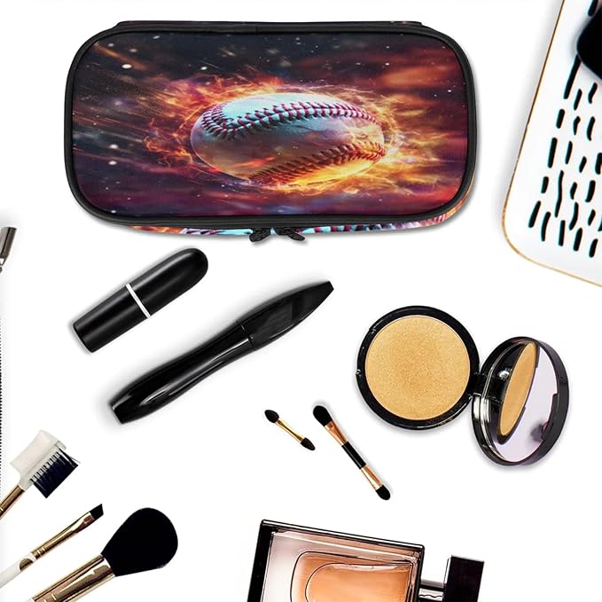 Pardick Pencil Case，Baseball Fire Big Capacity Pencil Pouch Coin Pouch - Image 8