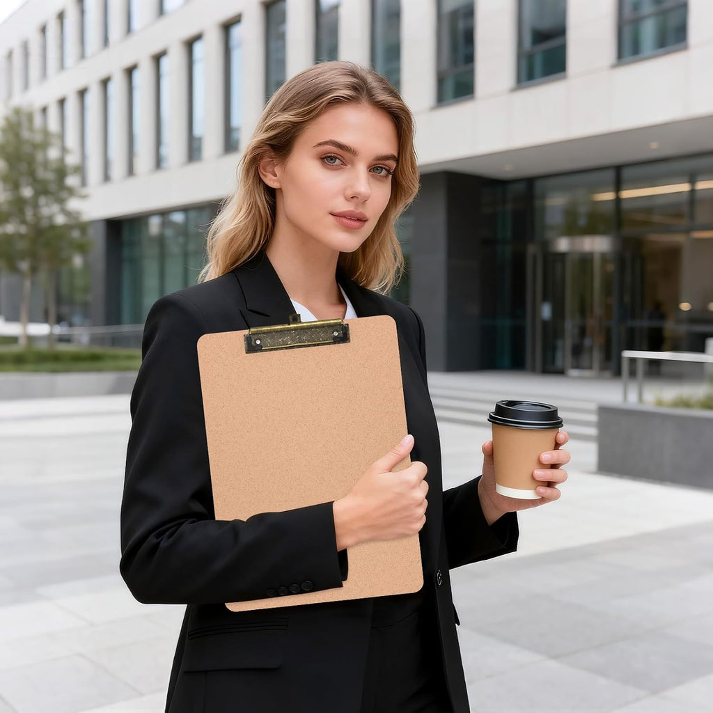 Wood Clipboards with Pen Holder, 8.5 x 11'' Clip Board | Black Clip, 9 x 12.5'', Letter Size for Classroom, Students, Teacher, Office & School Supply