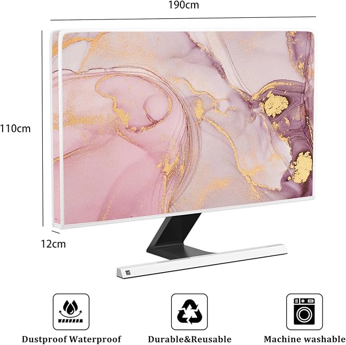 Baocicco Pink Gold Marble Waterproof Screen TV Cover 80 Inch Decorative Modern - Image 2