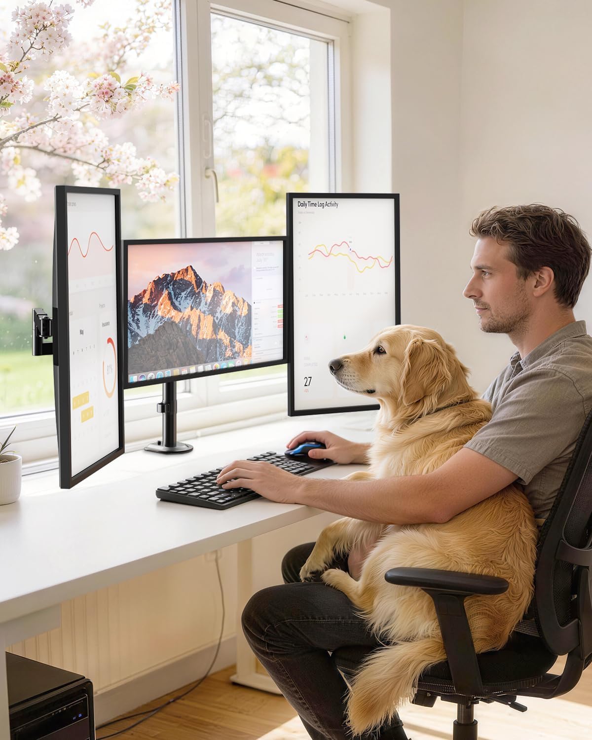 Triple Monitor Mount,Full Motion Arm Fits up to 27 inch