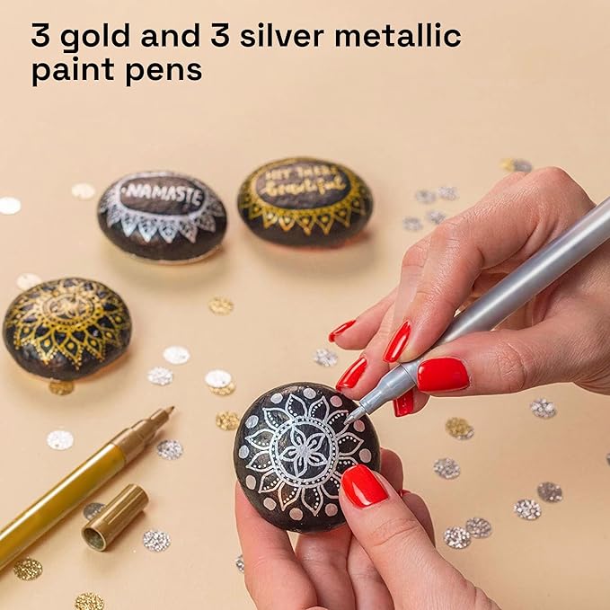 ARTISTRO 6 Acrylic Gold & Silver Paint Pens - Image 2