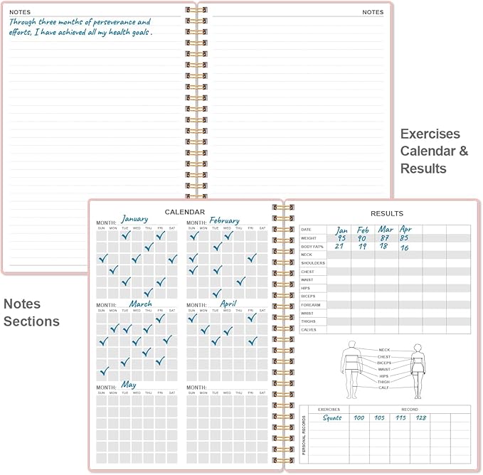 Fitness Journal for Women & Men, A5 Workout Journal/Planner Daily Exercise Log - Image 5
