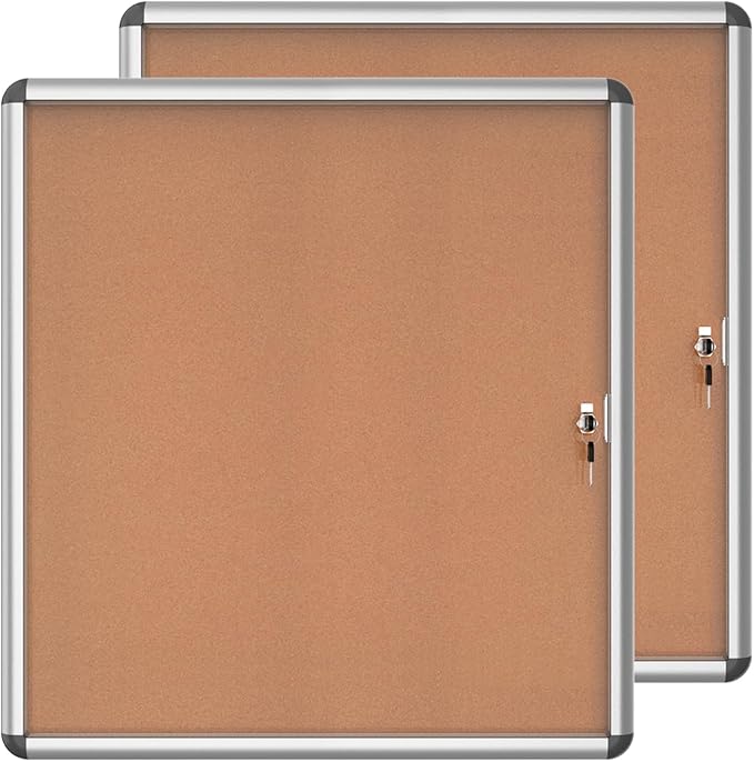 Mifuro 2 Pack 28"x26" Enclosed Bulletin Board, Lockable Weather-Resistant by MifuroOfficeProduct
