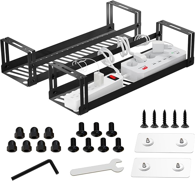 PAVSTINE Under Desk Cable Management Tray, 17 in Metal Cable Tray Basket by PAVSTINE