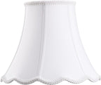 Bell Lamp Shade, Saangseon White Scalloped Lampshade Replacement, Lamp Harp by Saangseon