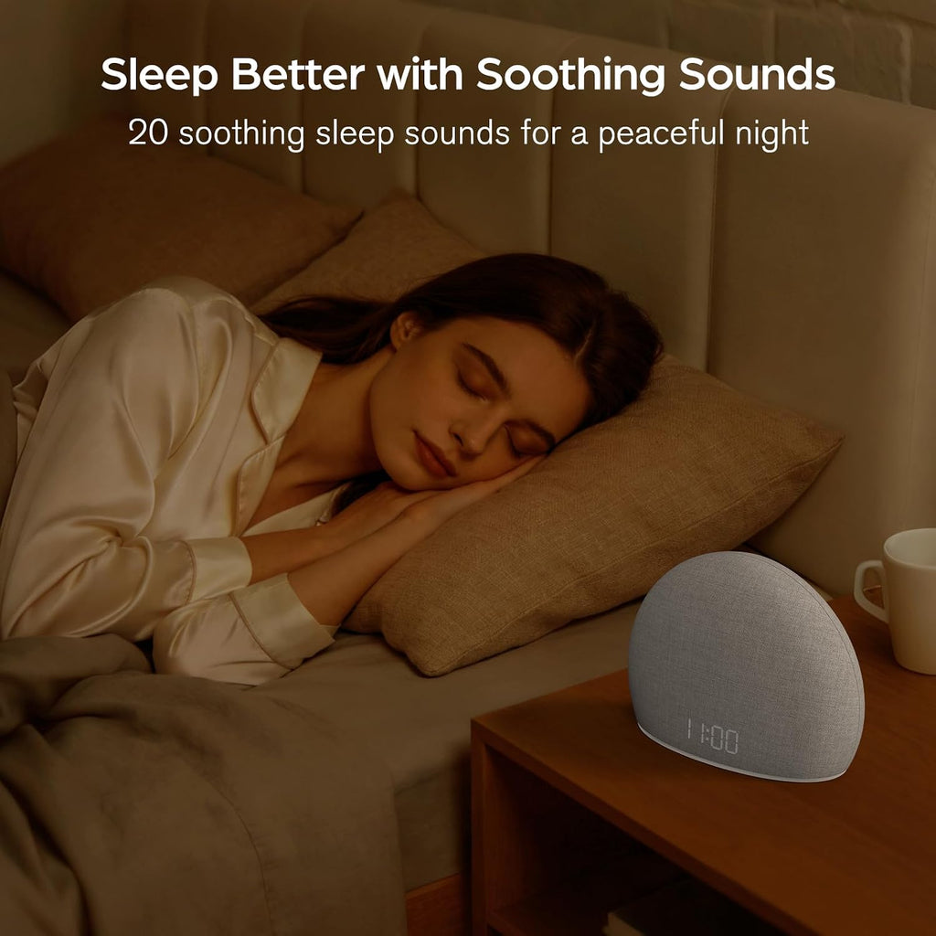 housbay sunrise alarm clock with white noise sound showing dimensions