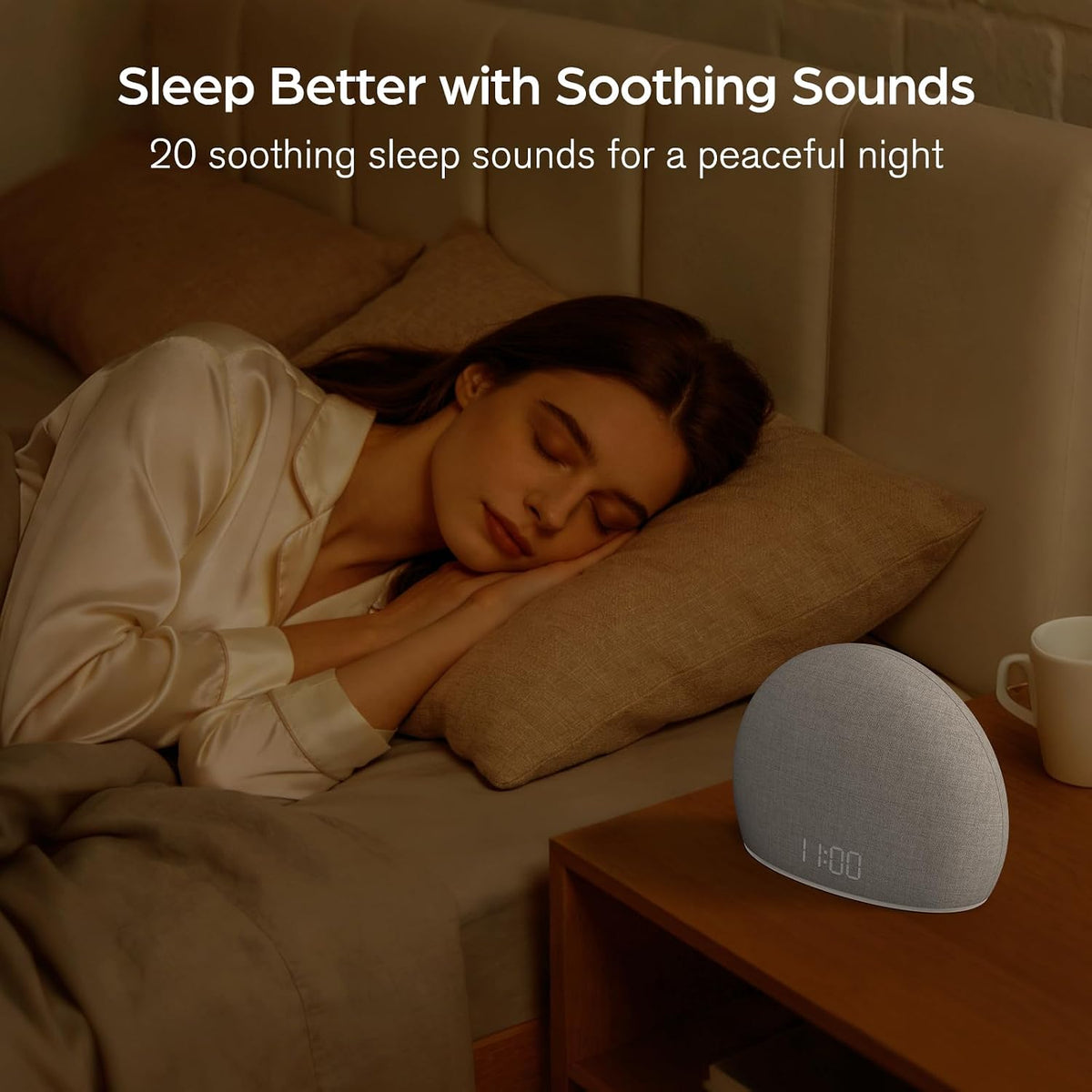 housbay sunrise alarm clock with white noise sound showing dimensions