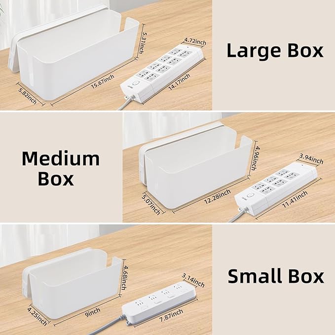 YaeCCC Cable Management Organizer Box Power Strips Hider Power Cords Hider - Image 2