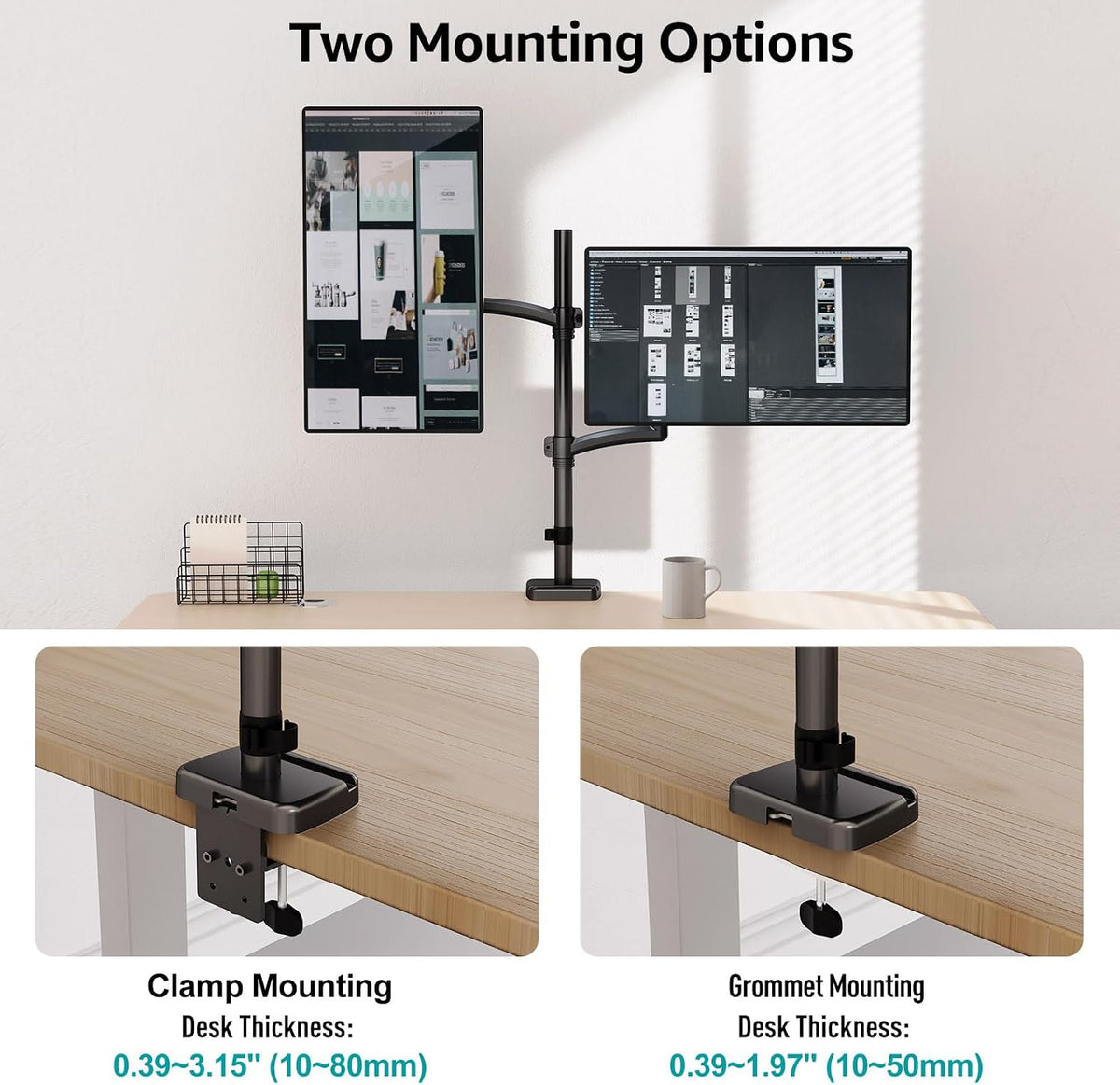 mount pro vertical dual monitor mount, stacked monitor, package contents