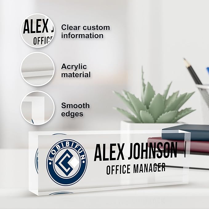 Personalized Name Plate for Desks, Custom Desk Name Plates, Acrylic Name Plate - Image 3