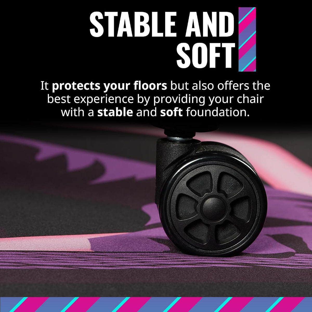 Cooler Master Gaming Chair Mat, 55” X 43” Computer Chair Mat Protector for Hardwood Floor, Gaming Room & Office, Hexagon Carpet, Splash-Proof Surface, Anti-Fray Stitching, Rubber Base-Halo