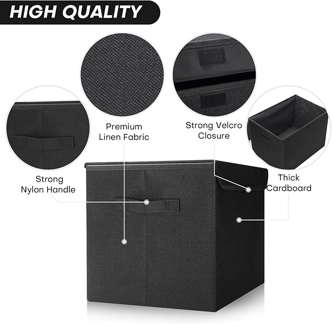 Bagnizer Large 22 Quart Linen Fabric Foldable Storage Bin Cube Organizer Basket - Image 3