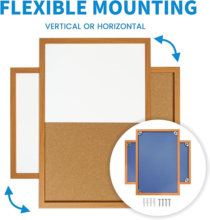 Combination Writeboard 24"x 18" Magnetic Whiteboard & Cork Board Dry Erase - Image 3