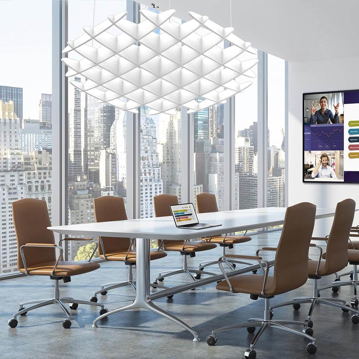acoustic ceiling panels sound absorbing panels, hexagon, white, main product view