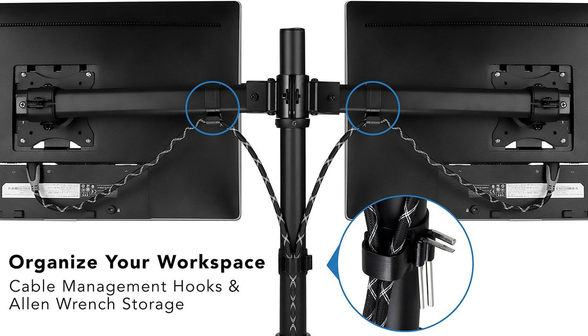Mount-It! Dual Monitor Desk Stand, C-Clamp & Grommet Base
