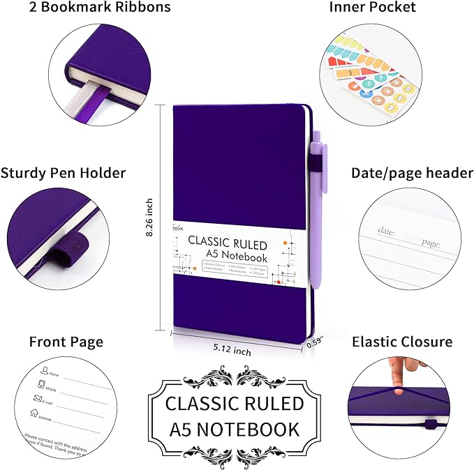 feela 12 Pack Notebooks Journals Bulk, Hardcover Notebook Classic Ruled Journal - Image 2