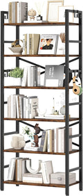 Homeiju 6 Tier Bookshelf, Industrial Bookcase by Homeiju