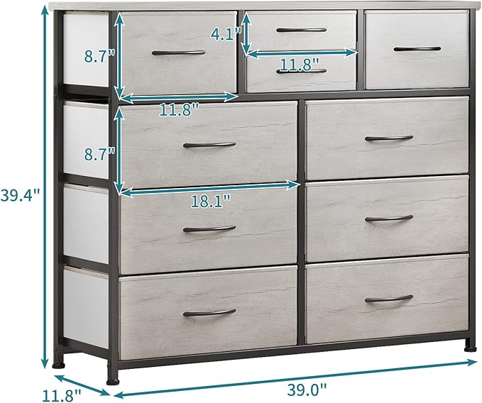 LUMTOK 10-Drawer Dresser, Fabric Storage Dresser Drawers - Image 3