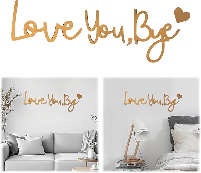 Wall Decor Gold Love You Bye Sign Hallway Entryway Door Wall Art Boho Decor by BADAO