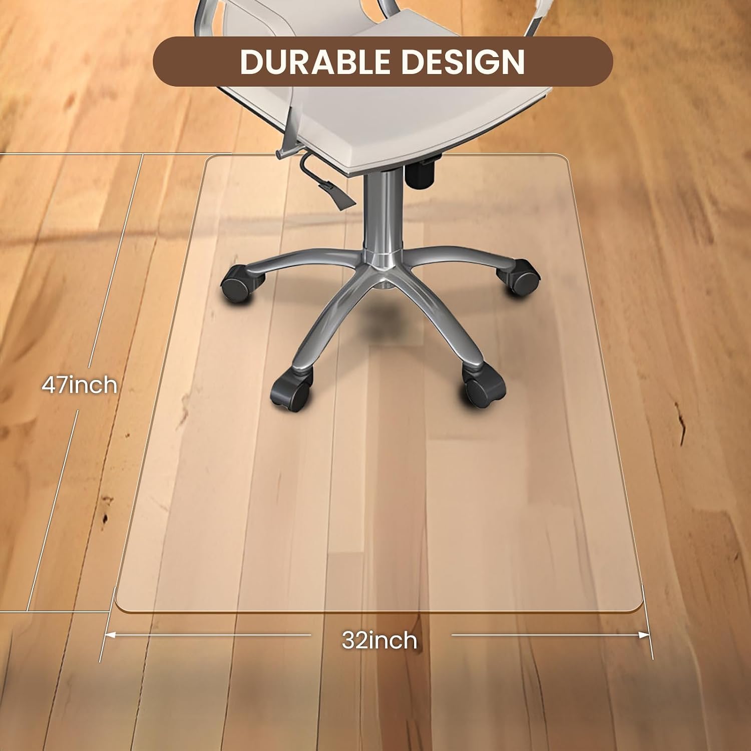 Office Chair Mat for Carpet & Hardwood Floor, 47"x32" Heavy Duty (1/7" Thick) Flat Shipping