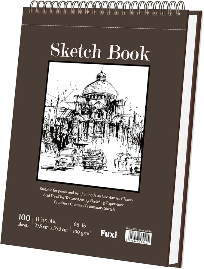 Sketch Book 11 x 14”, 100 Sheets Top Spiral Sketchbook, 68lb /100gsm Drawing - Image 8