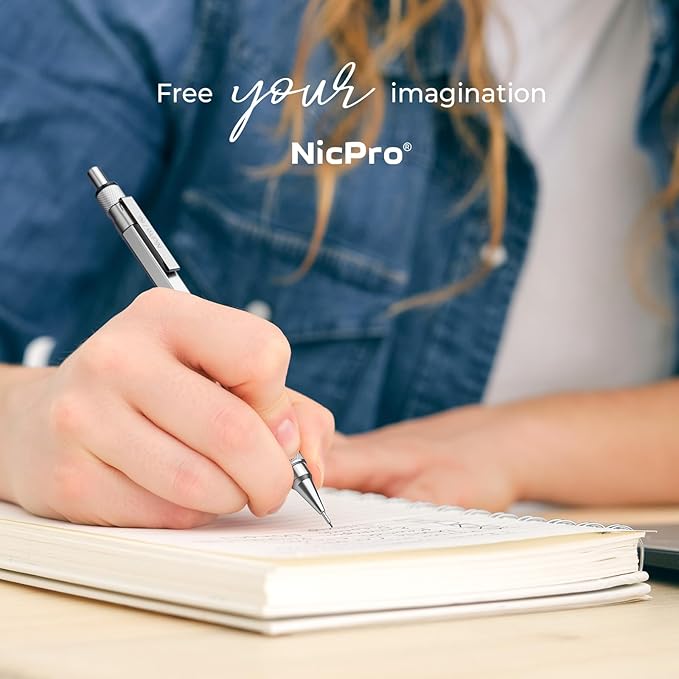Nicpro Blocky Gear 0.7 mm Mechanical Pencils Set in Case, Metal Pencil - Image 7
