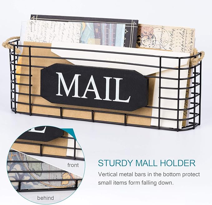 SRIWATANA Rustic Mail Key Holder, Mail Organizer Wall Mount - Image 6