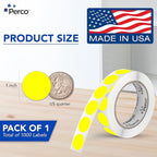 Perco Fluorescent Yellow 1-Inch Round Circle Dot Sticker Labels - Image 2