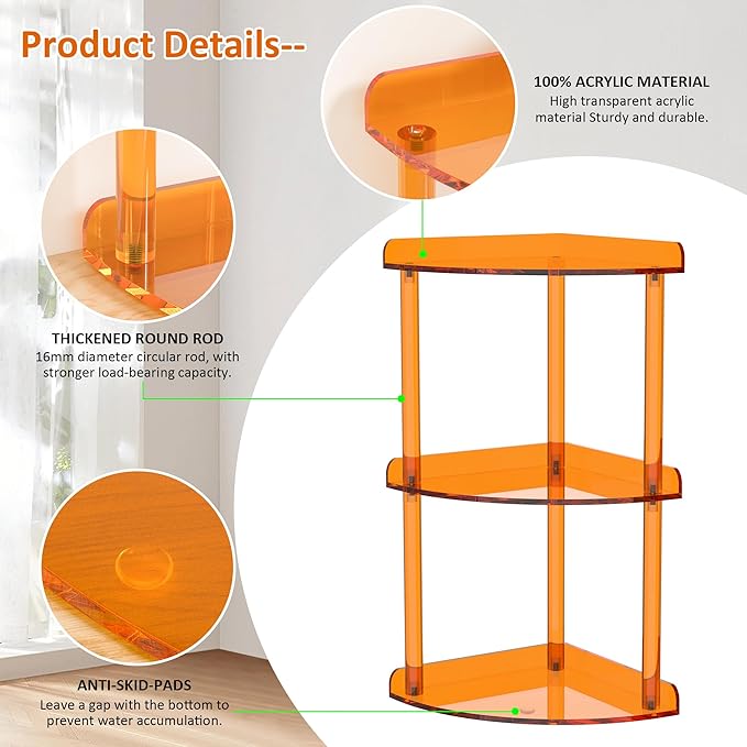 Sezanrpt 3 Tier Countertop Corner Organizer Shelf 7x7x15.7 Inch, Vanity Storage - Image 4