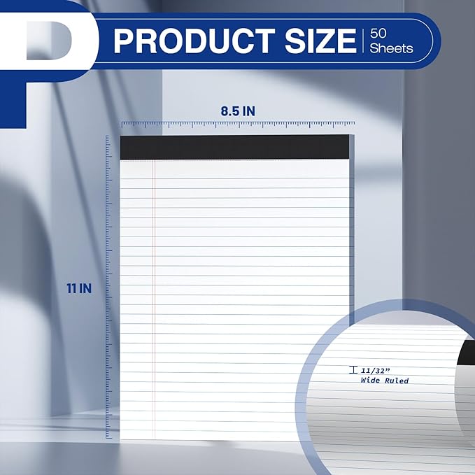 2-Pack Legal Pads 8.5"x11" Wide Ruled Note Pads - Image 2