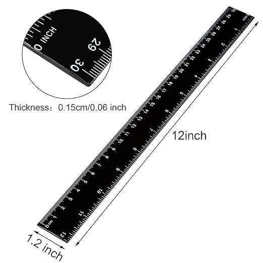 50 Pack Black Plastic Ruler, 12 Inch Standard/Metric Rulers Straight Ruler - Image 2