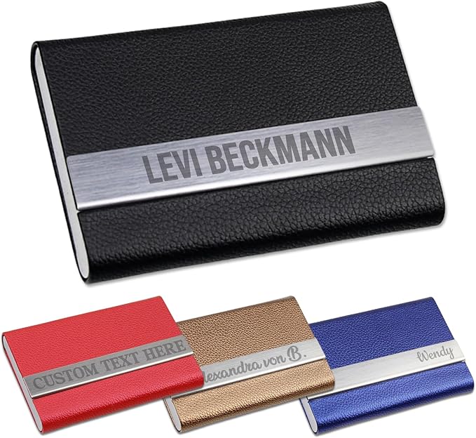 Taikuri Custom Business Card Holder Personalized Engraved Leather Business Card by Taikuri