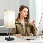 15'' bedside table lamp for bedroom small night on a desk or shelf
