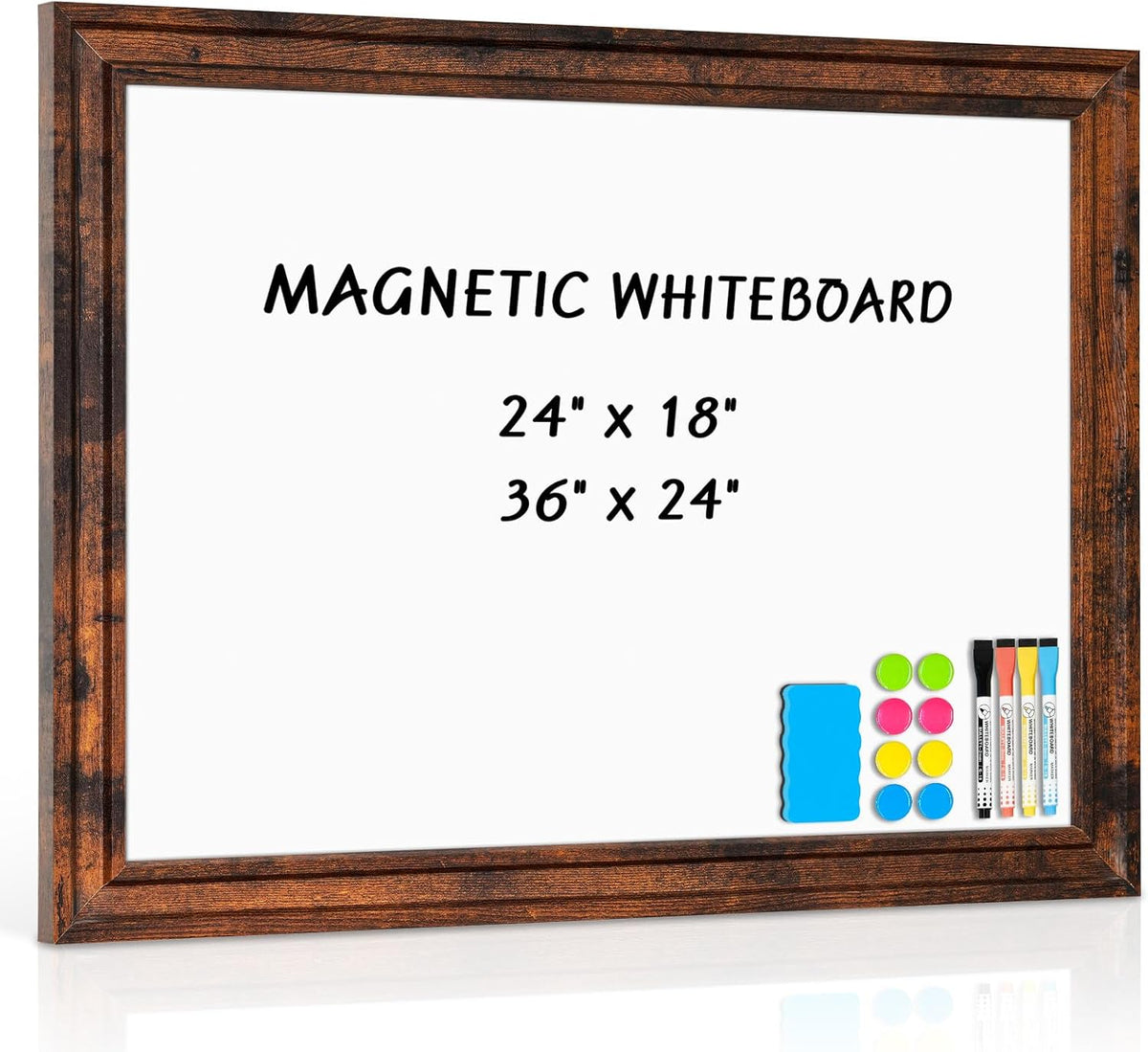 White Board for Wall, 24'' x 18'' Magnetic Dry Erase Board, B...