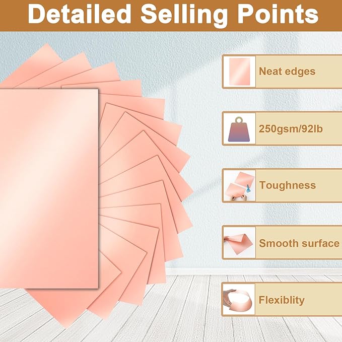 Silunkia 28 Sheets Pink Shimmer Cardstock 8.5 x 11 Craft Paper, 92lb Premium - Image 3