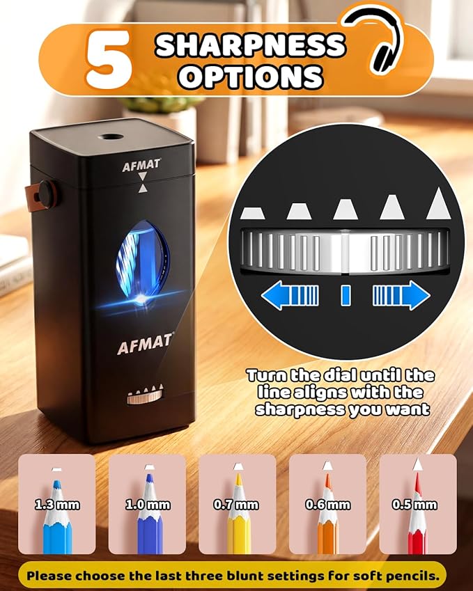 AFMAT Electric Pencil Sharpener, Fully Automatic Pencil Sharpener - Image 4