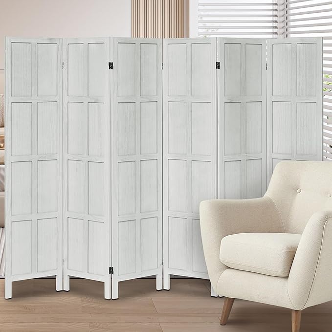 Leesinwing Wood Room Divider 6 Panel Folding Privacy Screen, Classic 5.6Ft by Leesinwing