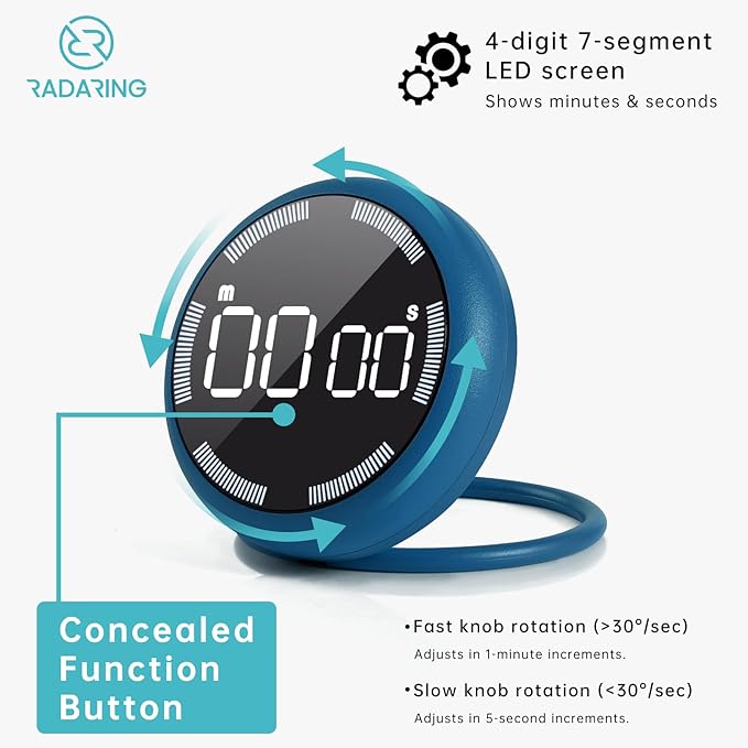 Royal Blue Quick Que Kitchen Timers, Visual timers Large LED Display Magnetic - Image 2