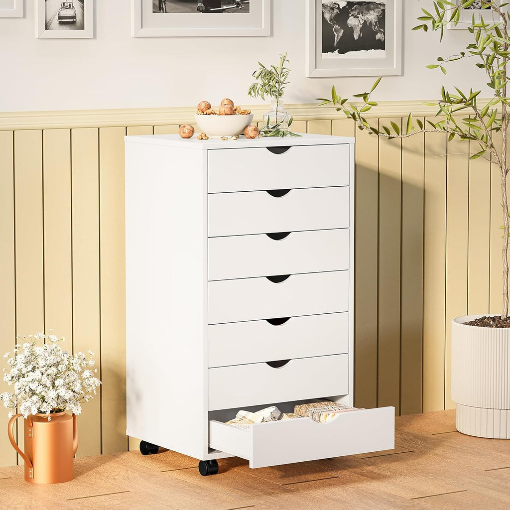 sweetcrispy 7 drawer rolling storage cabinet with wheels shown in use
