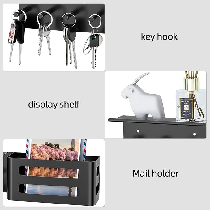 MKO Key Holder for Wall, Mail Organizer Key Rack - Image 2