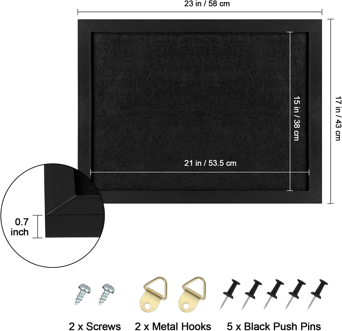 Cork Board Bulletin Board, Black Frame Cork Boards for Walls with Felt, Decor...