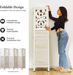 Room Divider Wood Carved Wall Divider Indoor Folding Portable Partition Screen - Image 4