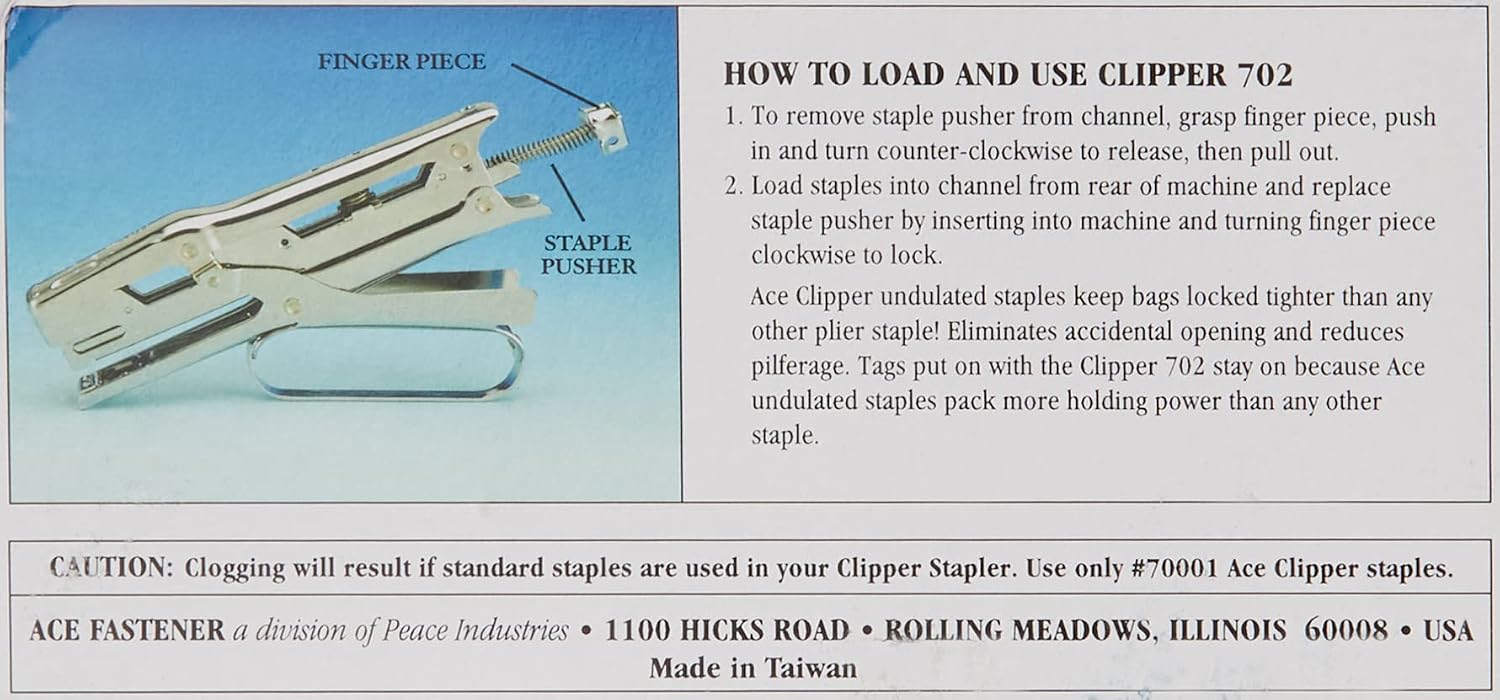 Advantus Ace Chrome Clipper Stapler (ACE07020) | Heavy-duty Stapling Plier | Chrome Plated Finish | Uses Clipper 70001 Undulated Staples