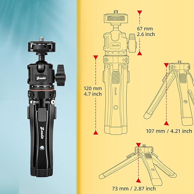Zeadio Metal Camera Mini Tripod, - Image 5