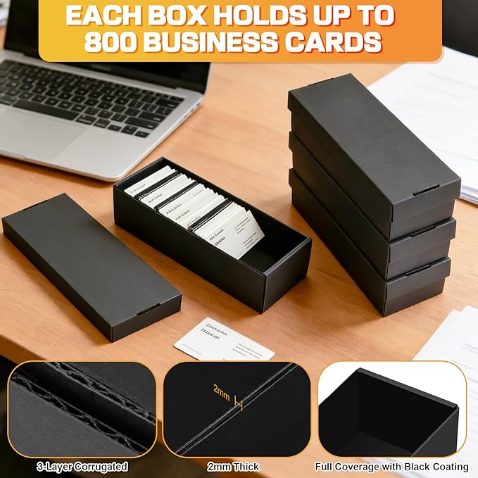 QLOUNI Business Card Storage Box 4 Pack, Business Card Holder Case - Image 4