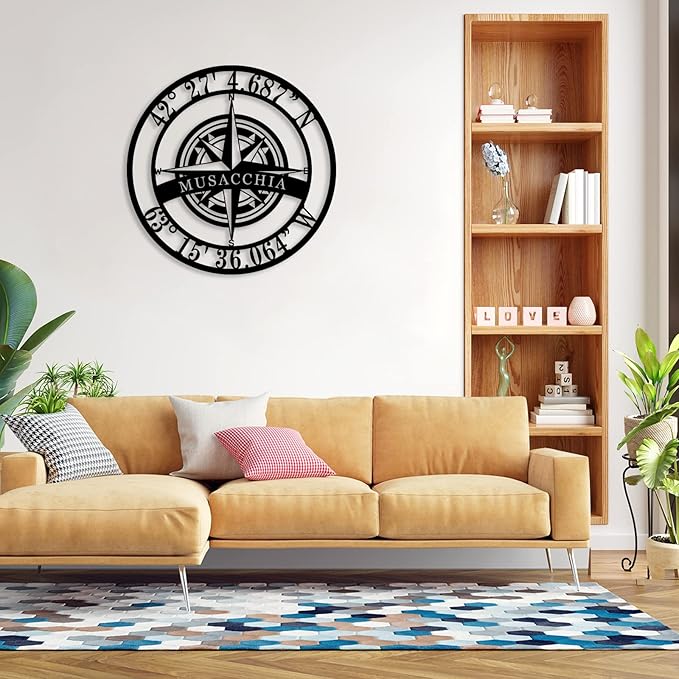 Metal Name Signs Personalized, Nautical Compass GPS Coordinates Metal Sign - Image 5