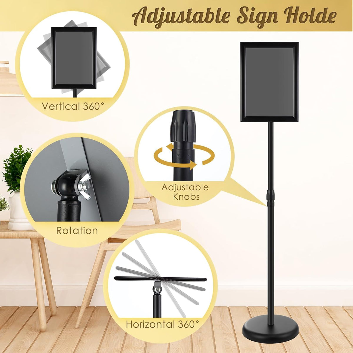 leifide 4 pack sign holder stand 8.5 x, side view